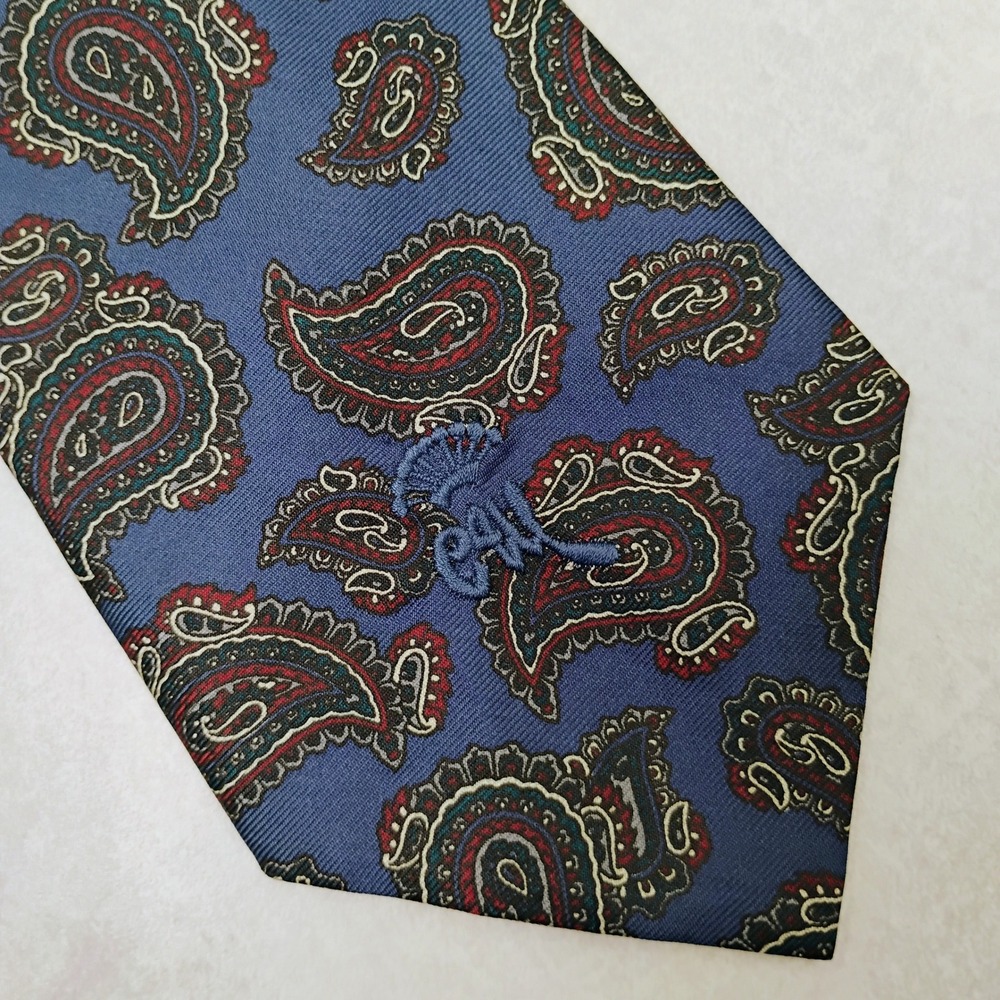 Countess Mara New‎ York Paisley Tie Blue Red Burgundy Embroidered Logo